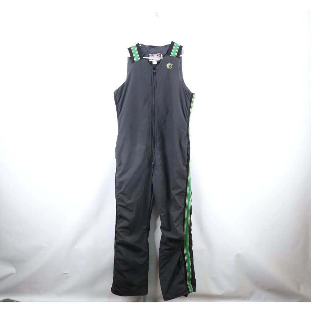 Vintage 80s Arctic Cat Mens LT Striped Insulated Snowmobile Bibs Overalls USA